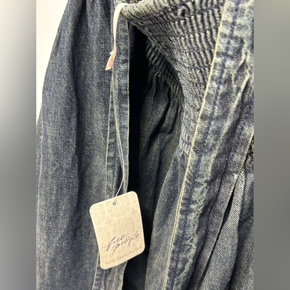 Free People Laurel Denim Mini Dress in Antique Dark Wash - Picture 6 of 14